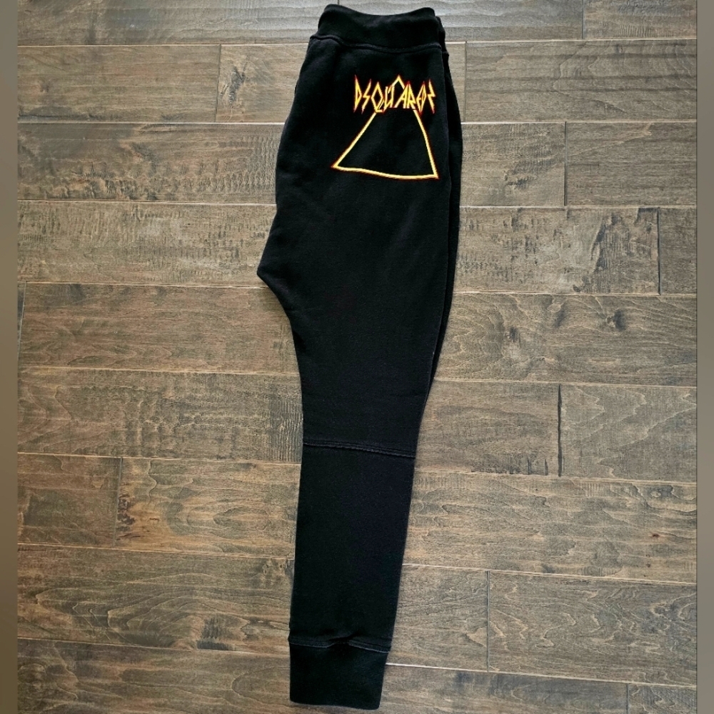 DSquared2 Women's Black Joggers with Yellow Triangle Design Sz xs